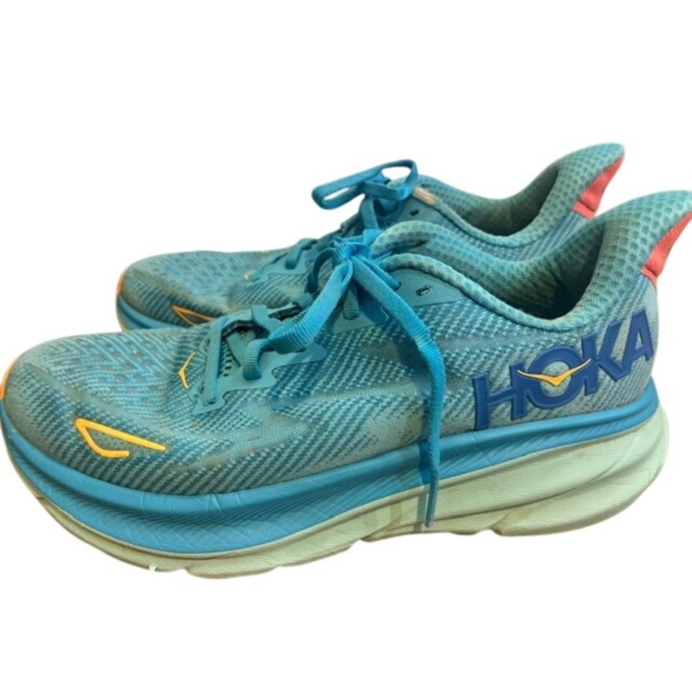 Hoka Clifton 9 Running Shoes Womens 8 Blue Good Condition Mesh Athletic